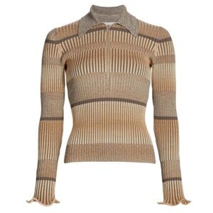 Jonathan Simkhai Allyson Striped Polo Top New